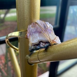 Gold AMETHYST CRYSTAL BANGLE